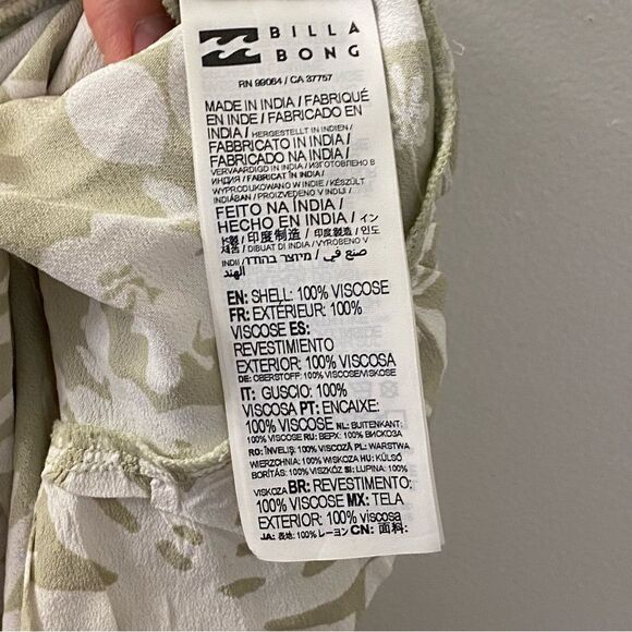 Billabong honeydew wrap dress sage green romantic ruffle beach fairycore S/8 - Picture 10 of 12